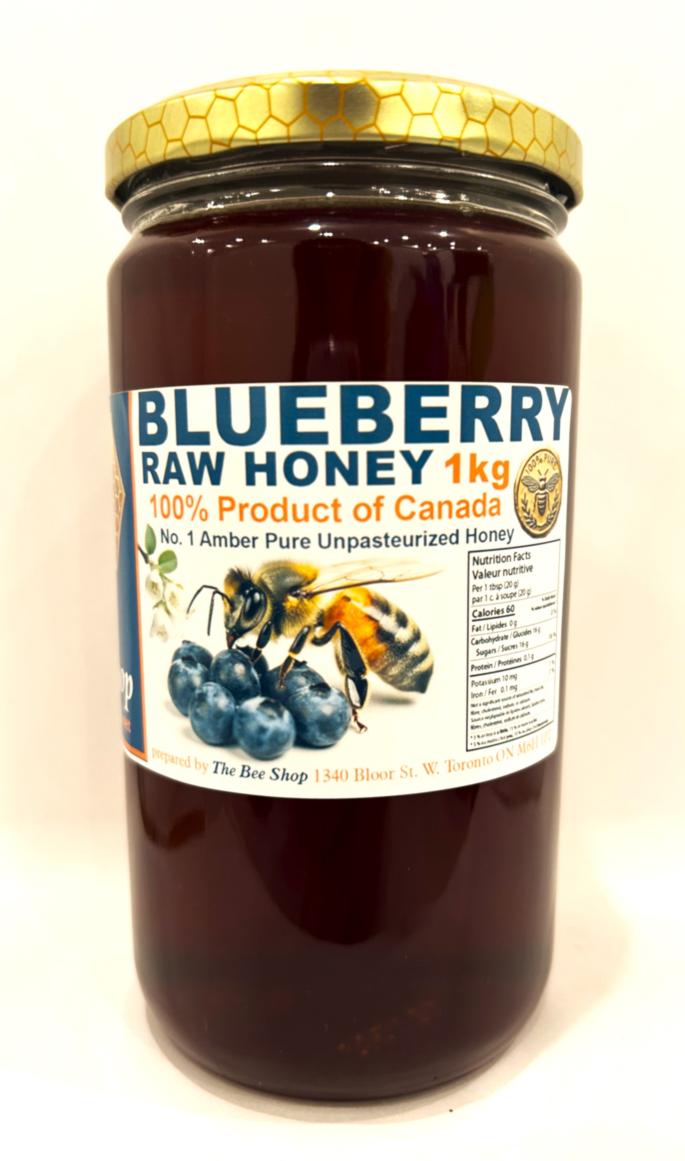 Blueberry Honey 1kg Glass Jar The Bee Shop